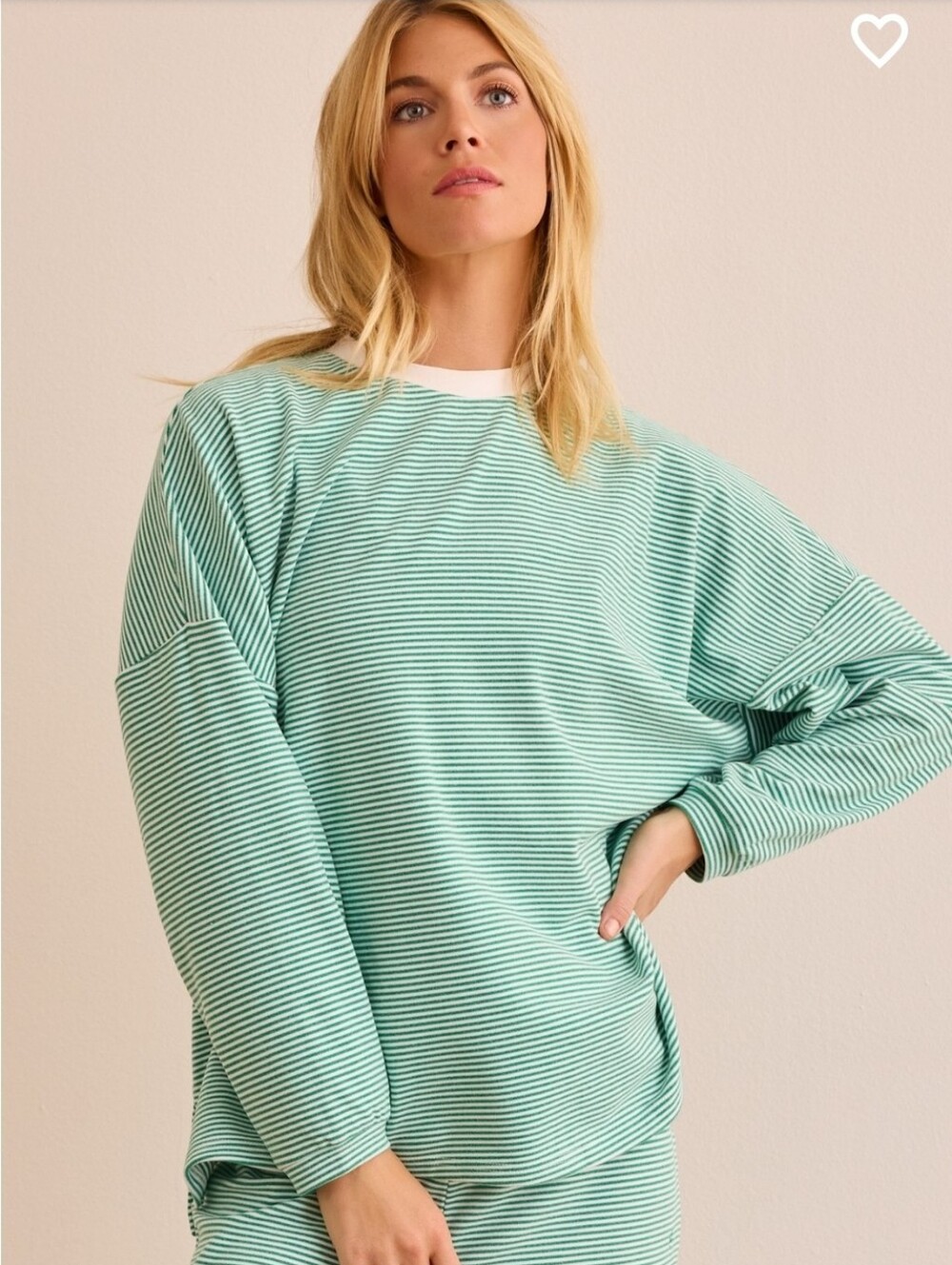 NWT As Revival Altar'd State Drift Striped Crew. Green & White. M/L